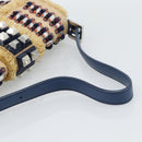 FENDI Mamma Baguette Shoulder Bag Straw Beige Silver Auth 189247SM-7