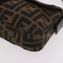 FENDI Zucca Canvas Mamma Baguette Shoulder Bag Black Brown Silver Auth 189252SAM-15