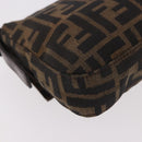 FENDI Zucca Canvas Mamma Baguette Shoulder Bag Black Brown Silver Auth 189252SAM-16