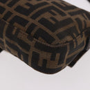 FENDI Zucca Canvas Mamma Baguette Shoulder Bag Black Brown Silver Auth 189252SAM-17
