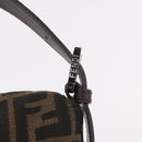 FENDI Zucca Canvas Mamma Baguette Shoulder Bag Black Brown Silver Auth 189252SAM-18