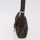 FENDI Zucca Canvas Mamma Baguette Shoulder Bag Black Brown Silver Auth 189252SAM-3