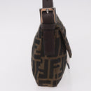 FENDI Zucca Canvas Mamma Baguette Shoulder Bag Black Brown Silver Auth 189252SAM-4
