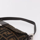 FENDI Zucca Canvas Mamma Baguette Shoulder Bag Black Brown Silver Auth 189252SAM-8