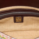 FENDI Mamma Baguette Shoulder Bag Canvas Beads Beige Silver Auth 189253SM-20
