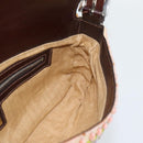 FENDI Mamma Baguette Shoulder Bag Canvas Beads Beige Silver Auth 189253SM-21