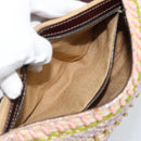 FENDI Mamma Baguette Shoulder Bag Canvas Beads Beige Silver Auth 189253SM-24