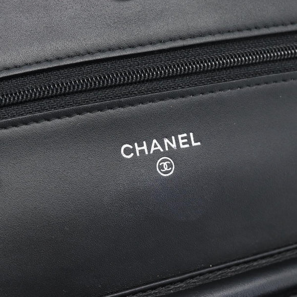 CHANEL COCO Mark Chain Wallet Shoulder Bag Patent White Black CC Auth 189255A