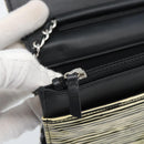CHANEL COCO Mark Chain Wallet Shoulder Bag Patent White Black CC Auth 189255A-22