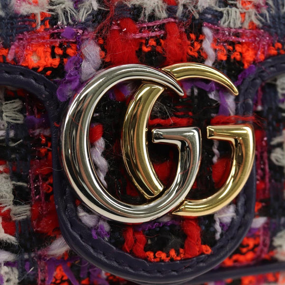 GUCCI GG Marmont Chain Shoulder Bag Tweed Multicolor Gold 476433 Auth 189256SAM