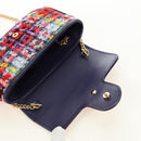 GUCCI GG Marmont Chain Shoulder Bag Tweed Multicolor Gold 476433 Auth 189256SAM-19