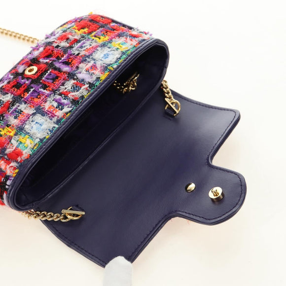 GUCCI GG Marmont Chain Shoulder Bag Tweed Multicolor Gold 476433 Auth 189256SAM