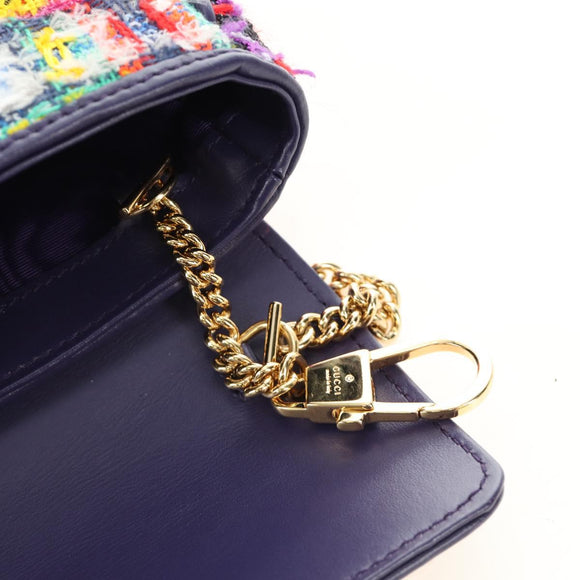 GUCCI GG Marmont Chain Shoulder Bag Tweed Multicolor Gold 476433 Auth 189256SAM