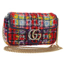 GUCCI GG Marmont Chain Shoulder Bag Tweed Multicolor Gold 476433 Auth 189256SAM-1
