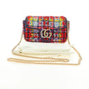 GUCCI GG Marmont Chain Shoulder Bag Tweed Multicolor Gold 476433 Auth 189256SAM-12