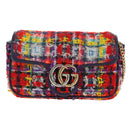 GUCCI GG Marmont Chain Shoulder Bag Tweed Multicolor Gold 476433 Auth 189256SAM-13