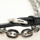 PRADA Chain Shoulder Bag Unborn Calf Skin Light Blue Silver Auth 189257V-15