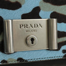 PRADA Chain Shoulder Bag Unborn Calf Skin Light Blue Silver Auth 189257V-22