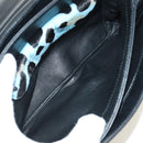 PRADA Chain Shoulder Bag Unborn Calf Skin Light Blue Silver Auth 189257V-25