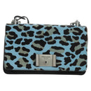 PRADA Chain Shoulder Bag Unborn Calf Skin Light Blue Silver Auth 189257V-13