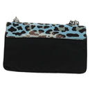 PRADA Chain Shoulder Bag Unborn Calf Skin Light Blue Silver Auth 189257V-2