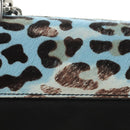 PRADA Chain Shoulder Bag Unborn Calf Skin Light Blue Silver Auth 189257V-3