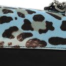 PRADA Chain Shoulder Bag Unborn Calf Skin Light Blue Silver Auth 189257V-4