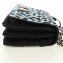 PRADA Chain Shoulder Bag Unborn Calf Skin Light Blue Silver Auth 189257V-6