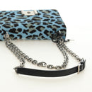 PRADA Chain Shoulder Bag Unborn Calf Skin Light Blue Silver Auth 189257V-9
