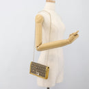 FENDI Zucchino Canvas Chain Wallet Shoulder Bag Beige Gold Auth 189259V-24