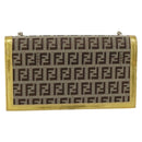 FENDI Zucchino Canvas Chain Wallet Shoulder Bag Beige Gold Auth 189259V-3