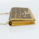 FENDI Zucchino Canvas Chain Wallet Shoulder Bag Beige Gold Auth 189259V-4