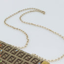 FENDI Zucchino Canvas Chain Wallet Shoulder Bag Beige Gold Auth 189259V-8
