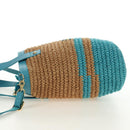 BURBERRY Blue Label Hand Bag Raffia 2way Blue Gold Auth 189264A-3