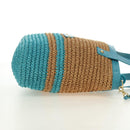 BURBERRY Blue Label Hand Bag Raffia 2way Blue Gold Auth 189264A-4