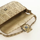 FENDI Zucca Canvas Mamma Baguette Schoudertas Leer Goud Origineel 189267SAM-22