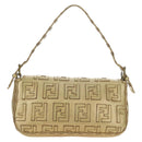 FENDI Zucca Canvas Mamma Baguette Schoudertas Leer Goud Origineel 189267SAM-2