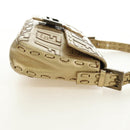 FENDI Zucca Canvas Mamma Baguette Schoudertas Leer Goud Origineel 189267SAM-4