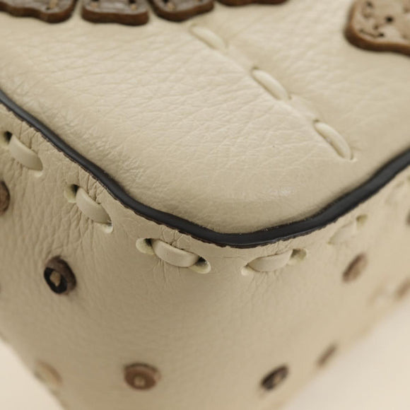 FENDI Celeria Mamma Baguette Schoudertas Leer 2-wegs Ivoor Auth 189268SAM