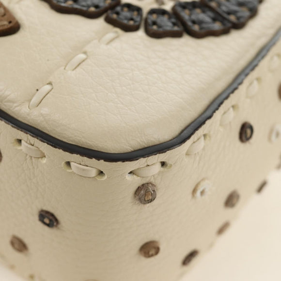 FENDI Celeria Mamma Baguette Schoudertas Leer 2-wegs Ivoor Auth 189268SAM