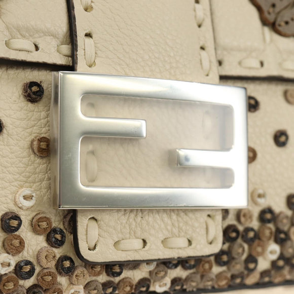 FENDI Celeria Mamma Baguette Schoudertas Leer 2-wegs Ivoor Auth 189268SAM