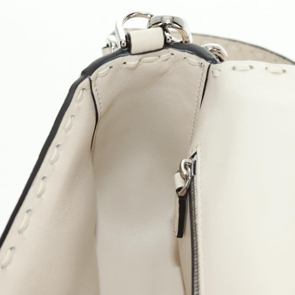 FENDI Celeria Mamma Baguette Schoudertas Leer 2-wegs Ivoor Auth 189268SAM