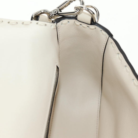 FENDI Celeria Mamma Baguette Schoudertas Leer 2-wegs Ivoor Auth 189268SAM