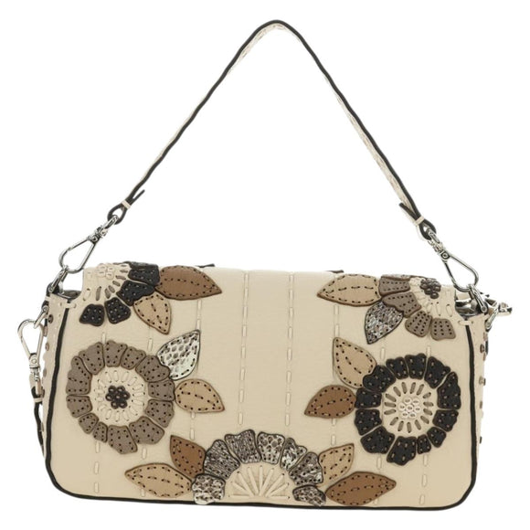 FENDI Celeria Mamma Baguette Schoudertas Leer 2-wegs Ivoor Auth 189268SAM