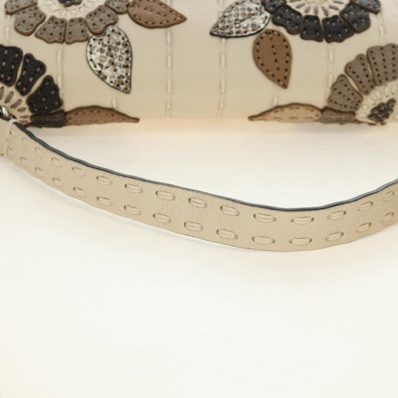 FENDI Celeria Mamma Baguette Schoudertas Leer 2-wegs Ivoor Auth 189268SAM