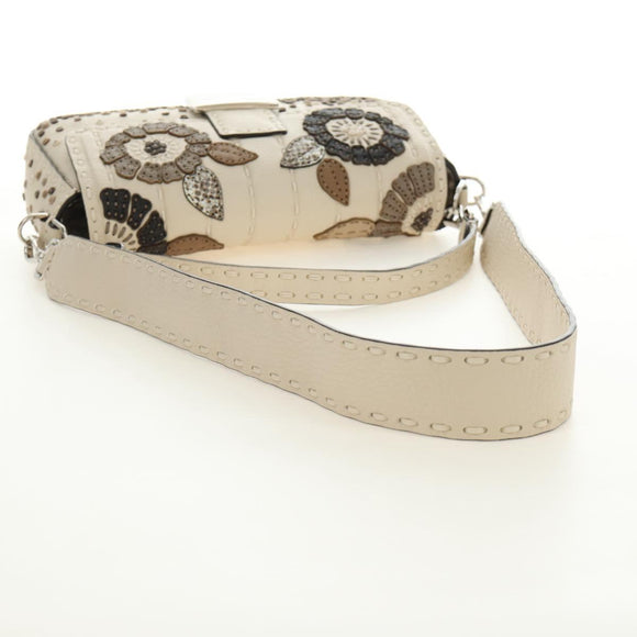 FENDI Celeria Mamma Baguette Schoudertas Leer 2-wegs Ivoor Auth 189268SAM