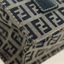 FENDI Zucchino Canvas Mamma Baguette Hand Bag Navy Silver Auth 189269V-9