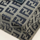 FENDI Zucchino Canvas Mamma Baguette Hand Bag Navy Silver Auth 189269V-15