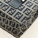 FENDI Zucchino Canvas Mamma Baguette Hand Bag Navy Silver Auth 189269V-16