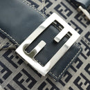 FENDI Zucchino Canvas Mamma Baguette Hand Bag Navy Silver Auth 189269V-17
